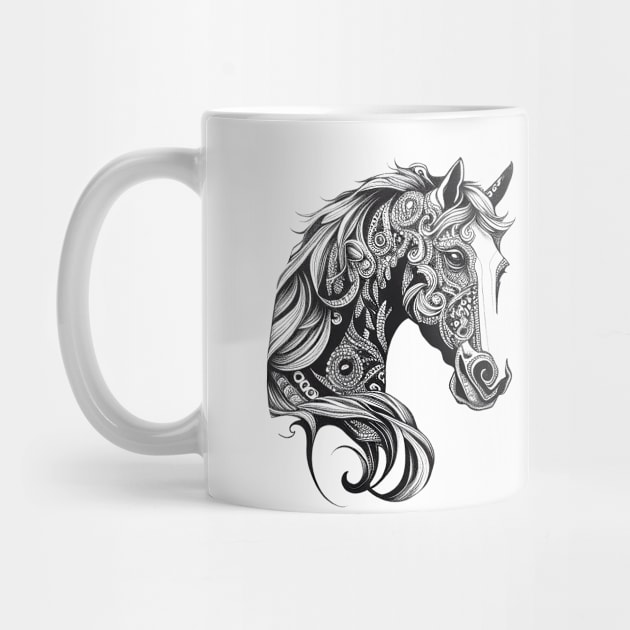 Horse Wild Animal Nature Illustration Art Tattoo by Cubebox